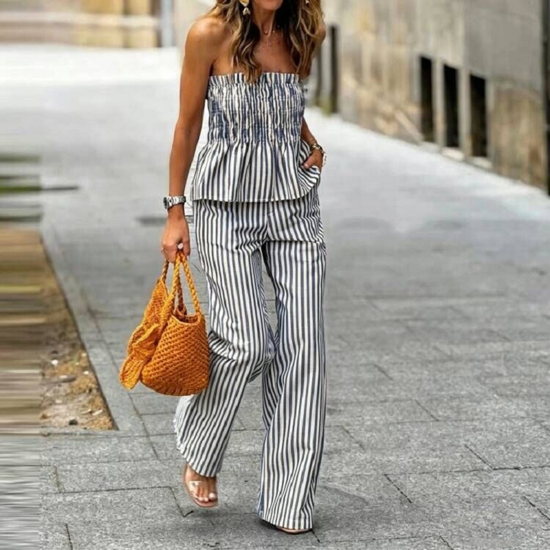 Spring Summer Striped Print Ho - Strapless Bra Backless recension och pris